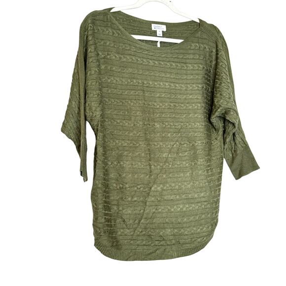 Market & Spruce Green Cable Knit Boat Neck Sweater Top NWT Women’s XS - Picture 2 of 10